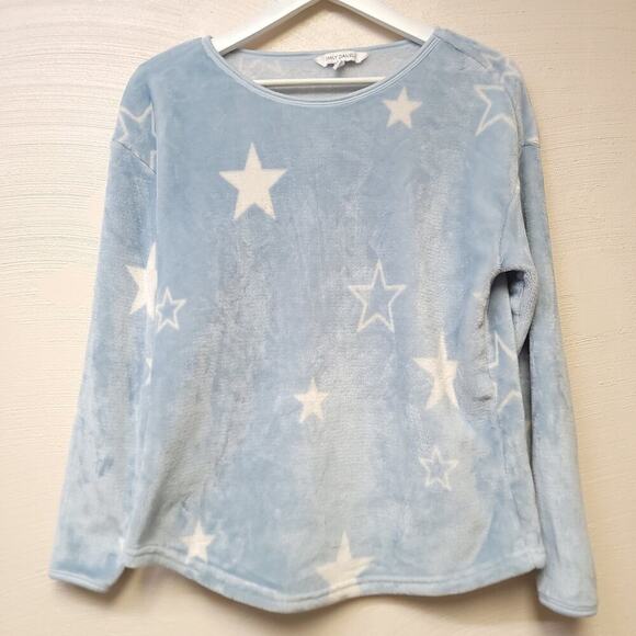 Emily Daniels Sweaters - Emily Daniels Crewneck Sweater Tee Size L Super Soft Cozy Shirt Comfy Stars Blue